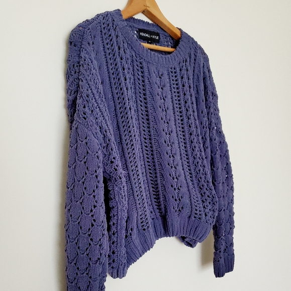 Kendall & Kylie blue knit open crop sweater - Picture 5 of 9